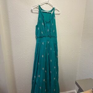 Chic Teal Floral Maxi Dress